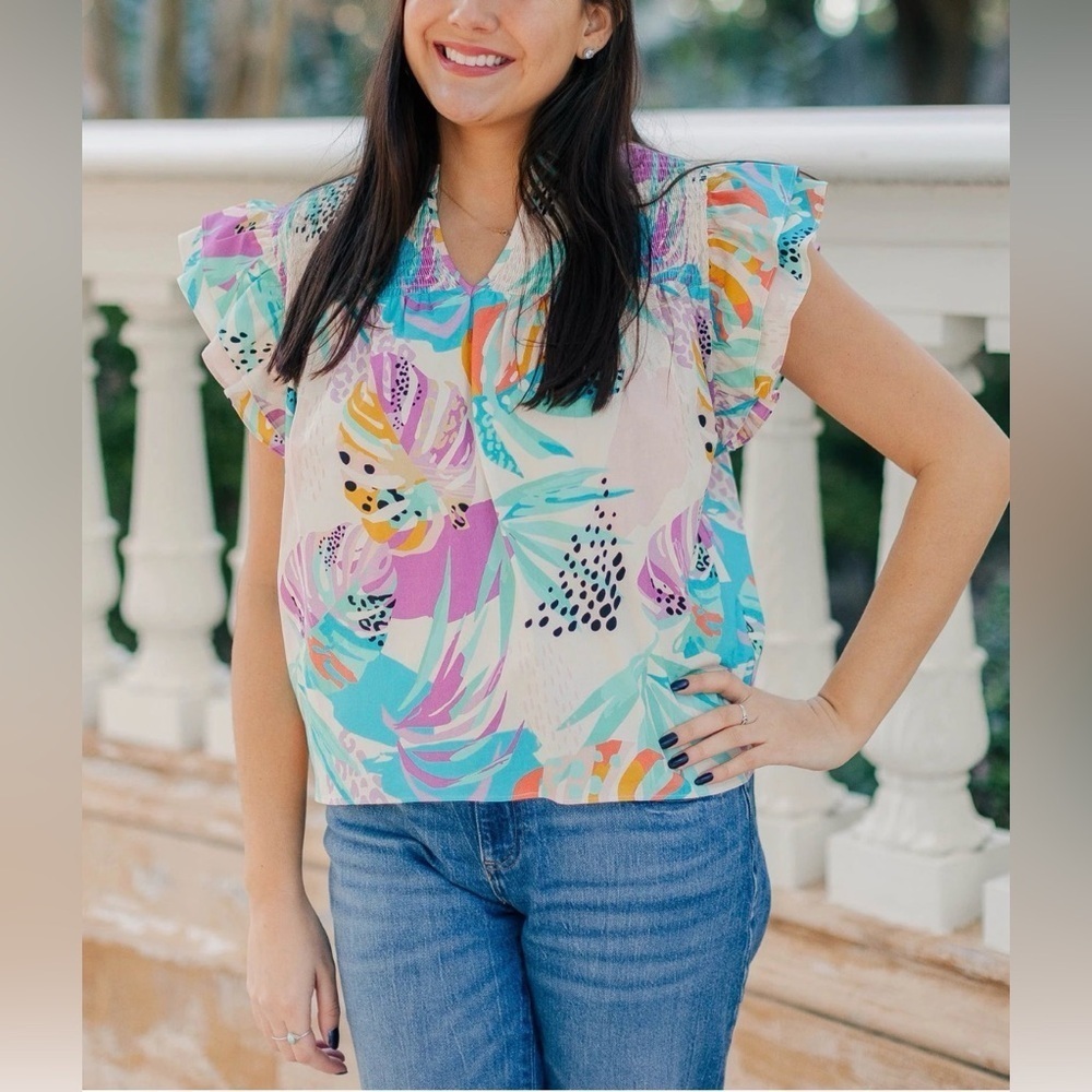 VICTORIA DUNN Sophie Blouse Milan Flutter Sleeve